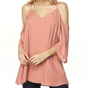Pink Cold Shoulder Top